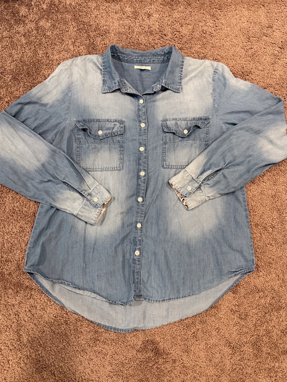 Maurices Light Blue Denim Button-Down Shirt